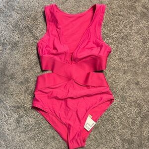Electric Pink Cutout Swimsuit